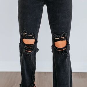 Distressed Black Women Jeans